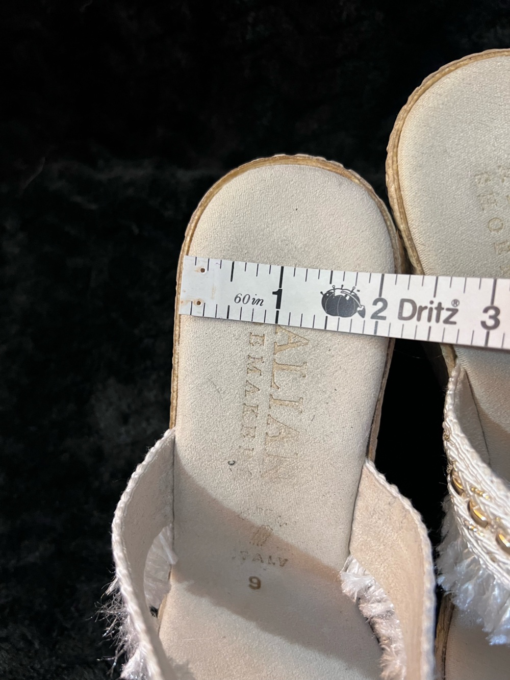 Italian Shoemakers Women’s Fringe Espadrille Wedge Sandals-Beige & White-Size 9 - Picture 9 of 12